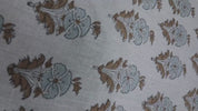 Hand Block Printed Thick Pure Linen Brown and Grey Floral Fabric 58" Wide for Table & Cushion Covers – MOR-MUKUT