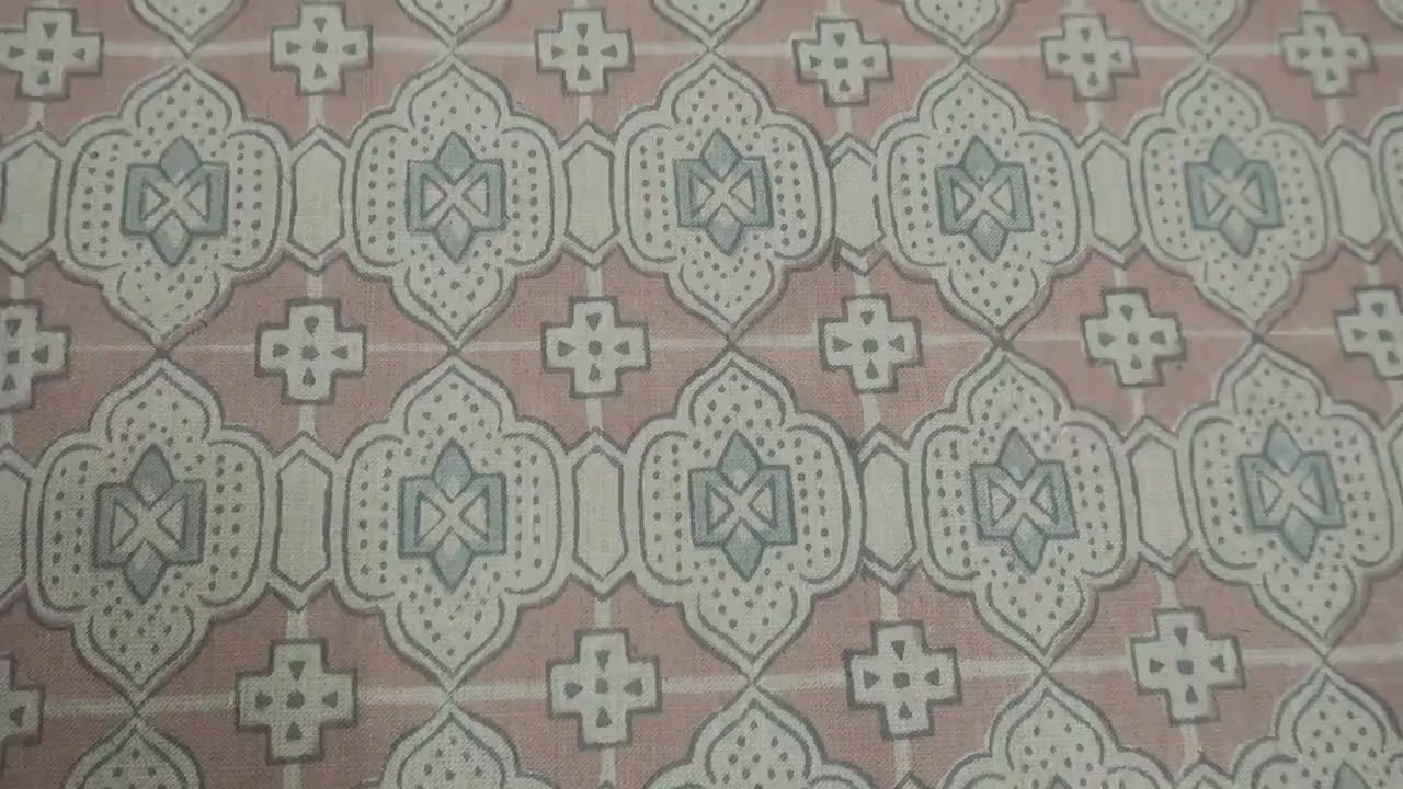 Handcrafted Pink & Blue Floral Block Printed Linen Blend Fabric for Sofa, Chair and Boho Curtains – JHAROKA