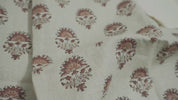Hand Block Printed Decorative Pure Linen Brown and Gray Floral Fabric for Living Room Decor - INDERJEET