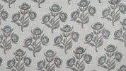 Handmade Bluish and Gray Floral Block Printed Viscose Linen Fabric 58" Wide for Pillows, Curtains – BELPATRA