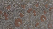 Indian Hand Stamped Block Printed Thick Linen Pure Fabric in Bronze and Gray Floral for Living Room Decor – Kundanvan