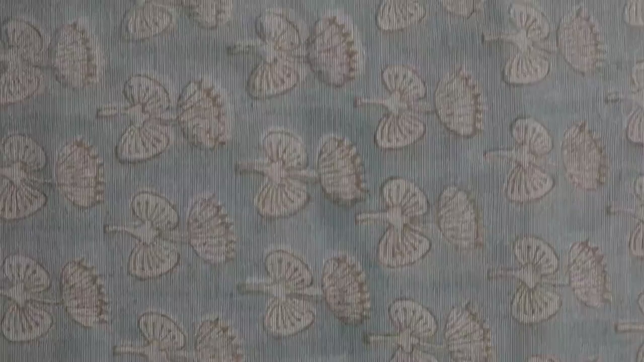 Handmade Pure Linen Block Printed Designer Borwn and Greyish Floral Fabric for Upholstery – DAMARU
