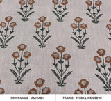 Traditional Block Print Brown Thick Linen Fabric Cushion  - Amitabh