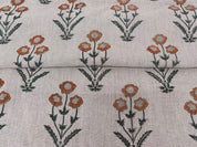 Traditional Block Print Brown Thick Linen Fabric Cushion  - Amitabh
