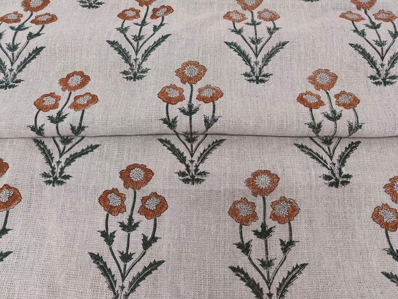 Traditional Block Print Brown Thick Linen Fabric Cushion  - Amitabh