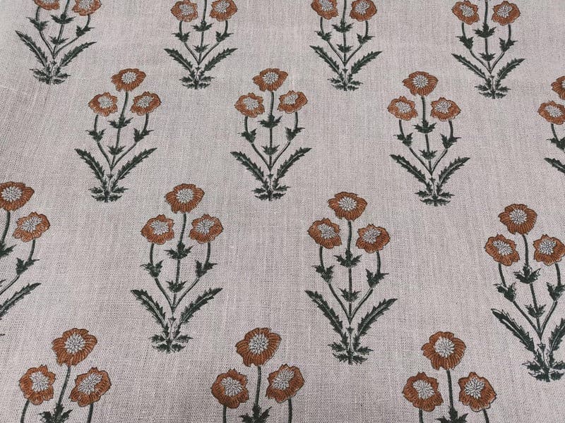 Traditional Block Print Brown Thick Linen Fabric Cushion  - Amitabh