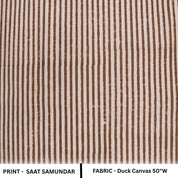Duck canvas fabric with brown and white striped pattern