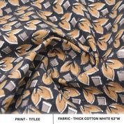 Handmade Indian Block Printed Thorw Boho Thick Cotton White Blue Floral Fabric - TITLEE
