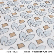 Handmade Block Printed Throw Boho Gray and Brown Floral Thick Linen Fabric - TITLEE