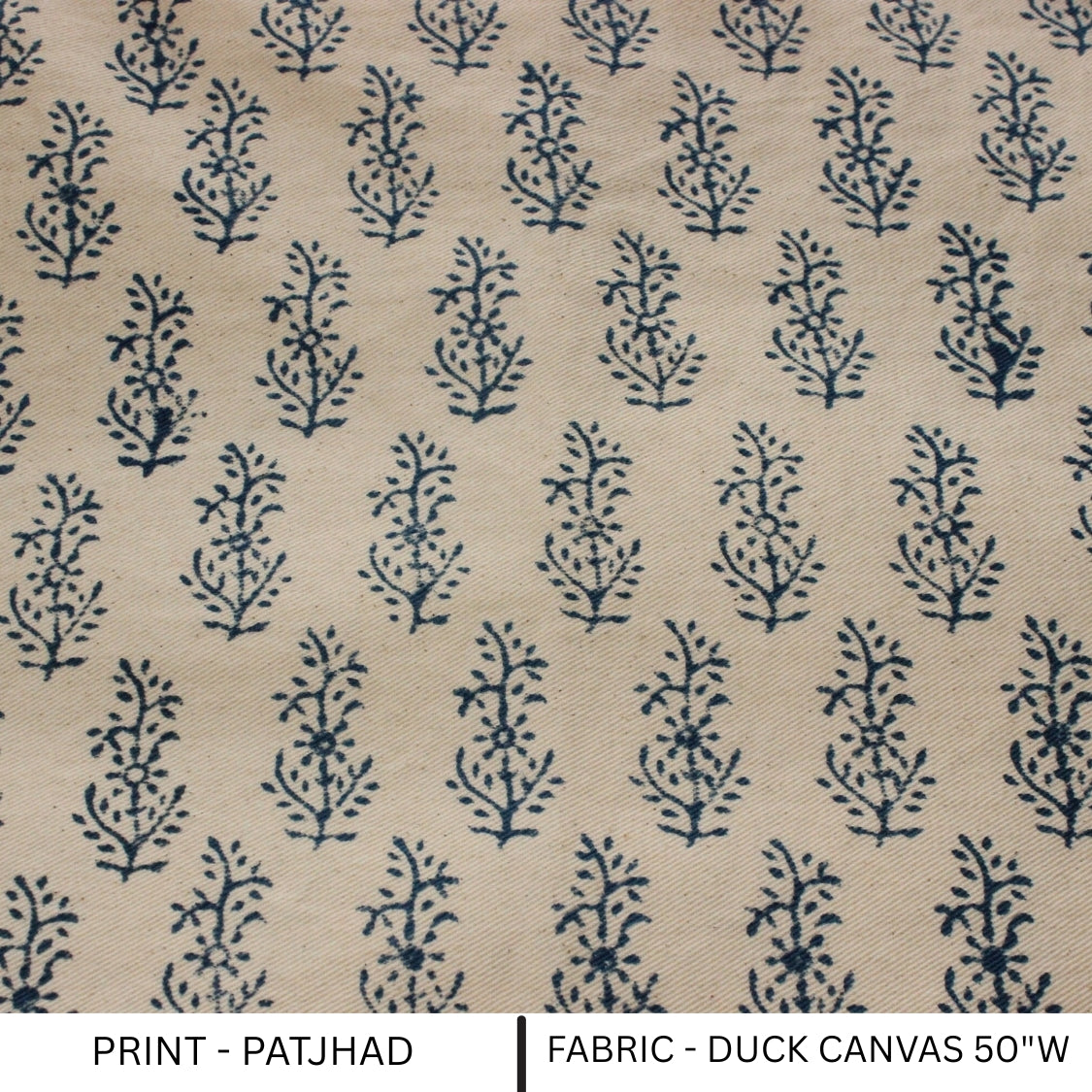 Handmade Floral Black Designer Block Printed Duck Canvas Pillow Fabric for Bedroom - PATJHAD