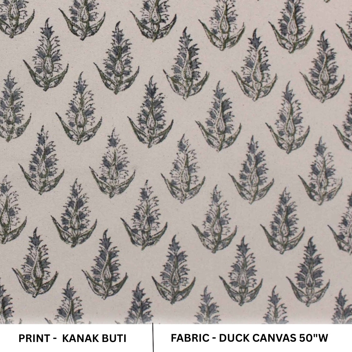 Handcrafted Block Printed Gray Floral Throw Curtains Fabric For Upholstery - KANAK BUTI