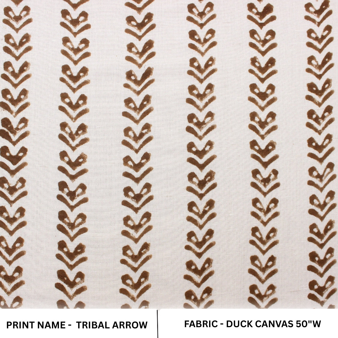 Handmade Indian Artisan Block Printed on Duck Canvas Fabric For Curtains - TRIBAL ARROW