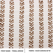 Handmade Indian Artisan Block Printed on Duck Canvas Fabric For Curtains - TRIBAL ARROW