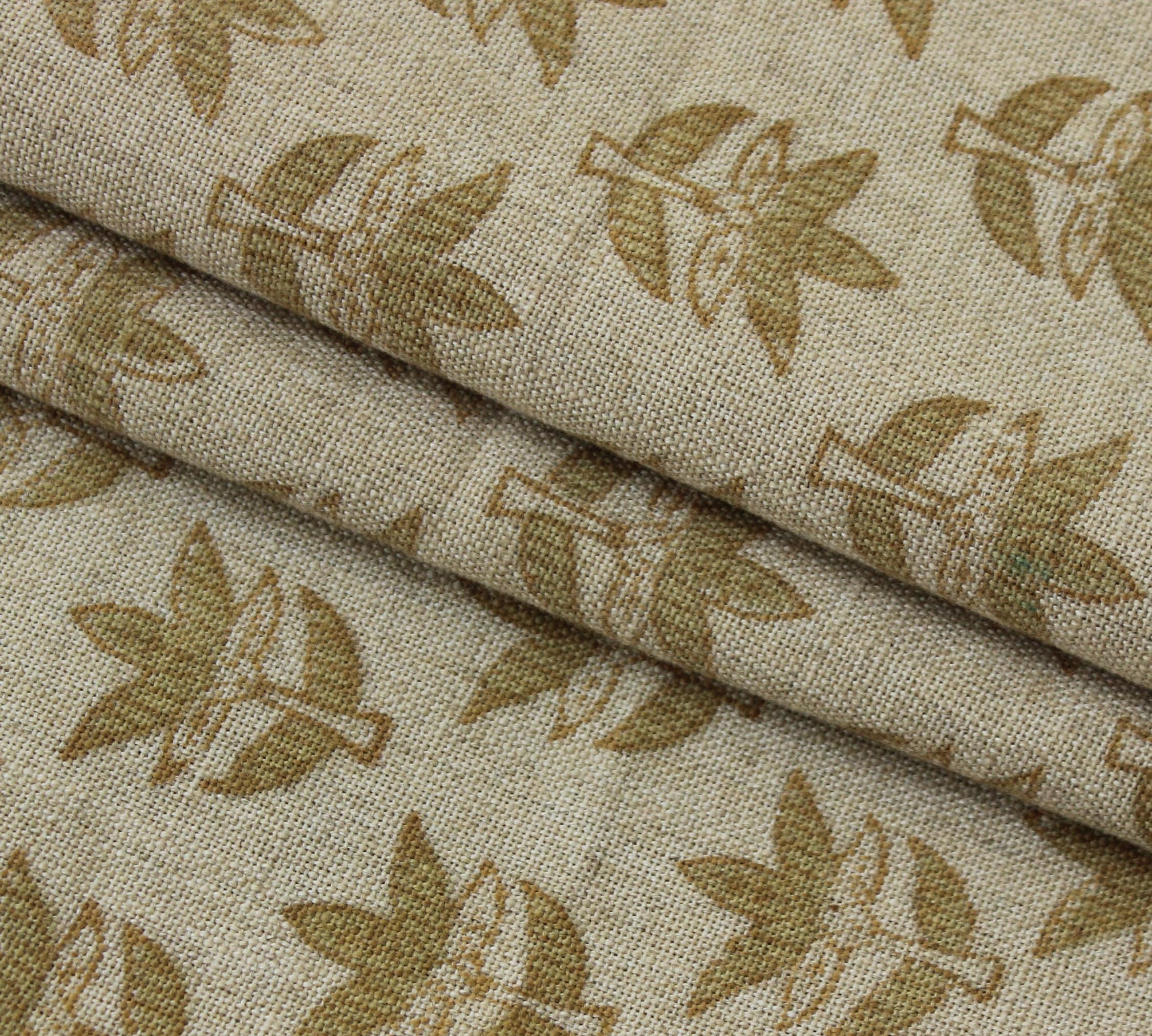 Block Print Linen Fabric, Saapt Patti "Floralprint Linen: Thick Blockprint, Home Decor, Curtains & Cloths, Handcrafted Linen Fabric"
