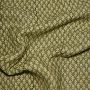Hariyali  Natural Green Hand Made Block Print Fabric, Cushion Pillow Upholstery Fabric By The Yard, Home Decor