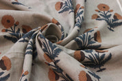 Badshah  Decor Linen,Summer Floral Pattern Hand Block Print Running Fabric Natural Fiber Fabric  Sold By The Yard, Upholstery, Curtain