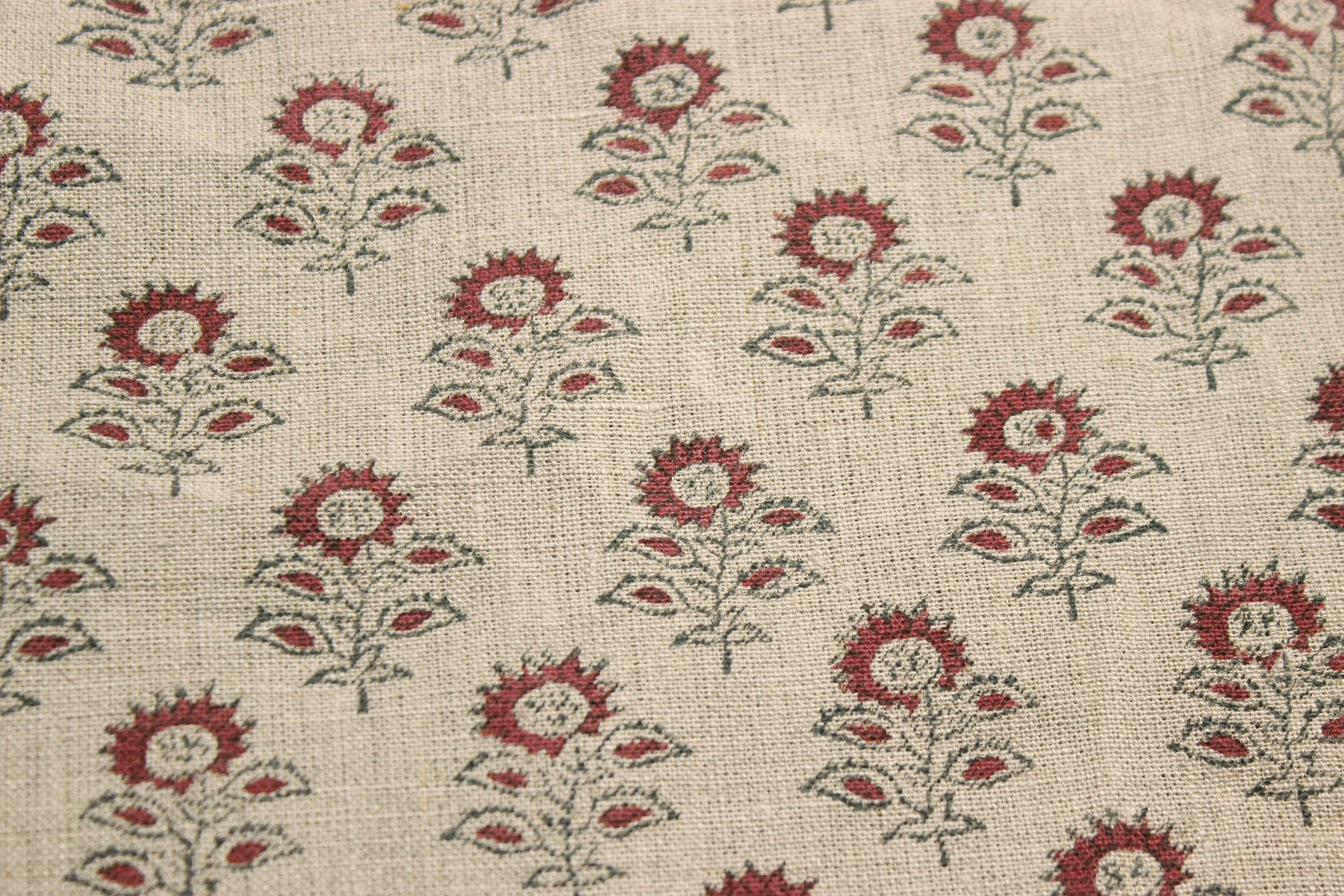 Bagru Butti  Hand Block Print Fabric  By The Yard  Floral Pattern Art  Home Decor Fabric  Linen Upholstery  Cushion Cover Fabric.
