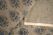 Betel Leaf B  Floral Block Print Fabric, Linen Upholstery Fabric, Fabric For Pillow Covers