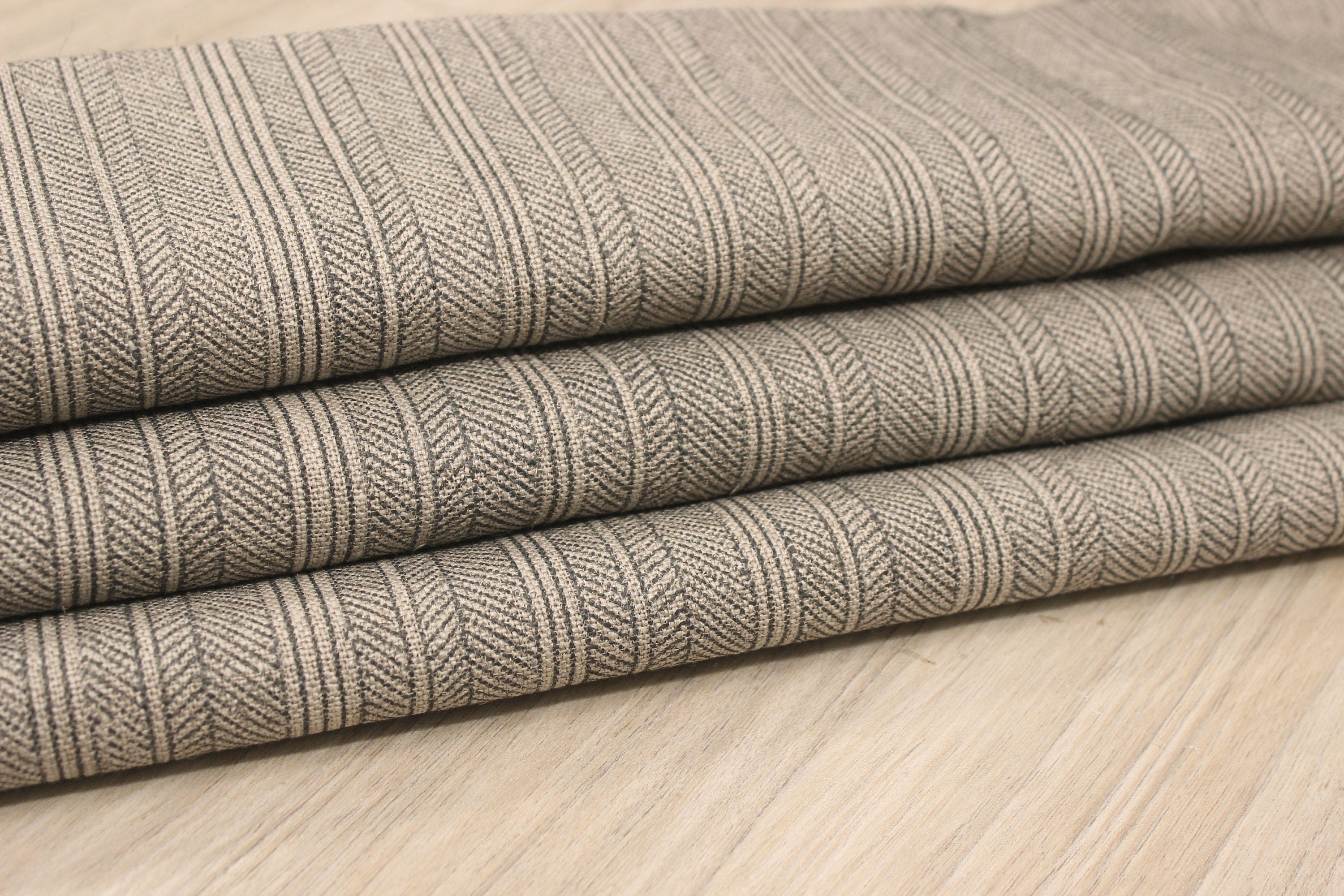Black Leheriya  100% Flax Linen With Block Print  Handmade Wood Blocked Printing  Indian Fabrics By The Yard  Upholstery & Pillow Decors