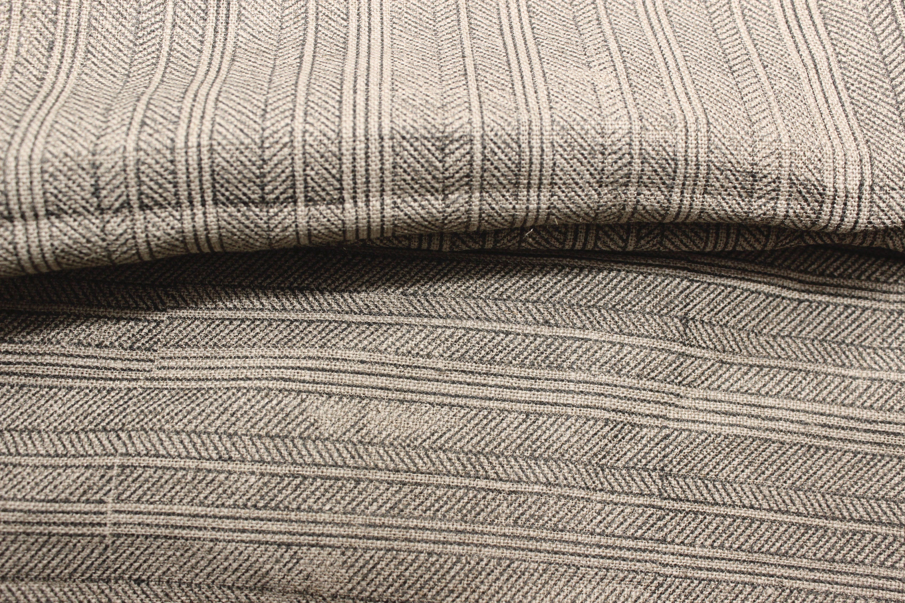 Black Leheriya  100% Flax Linen With Block Print  Handmade Wood Blocked Printing  Indian Fabrics By The Yard  Upholstery & Pillow Decors