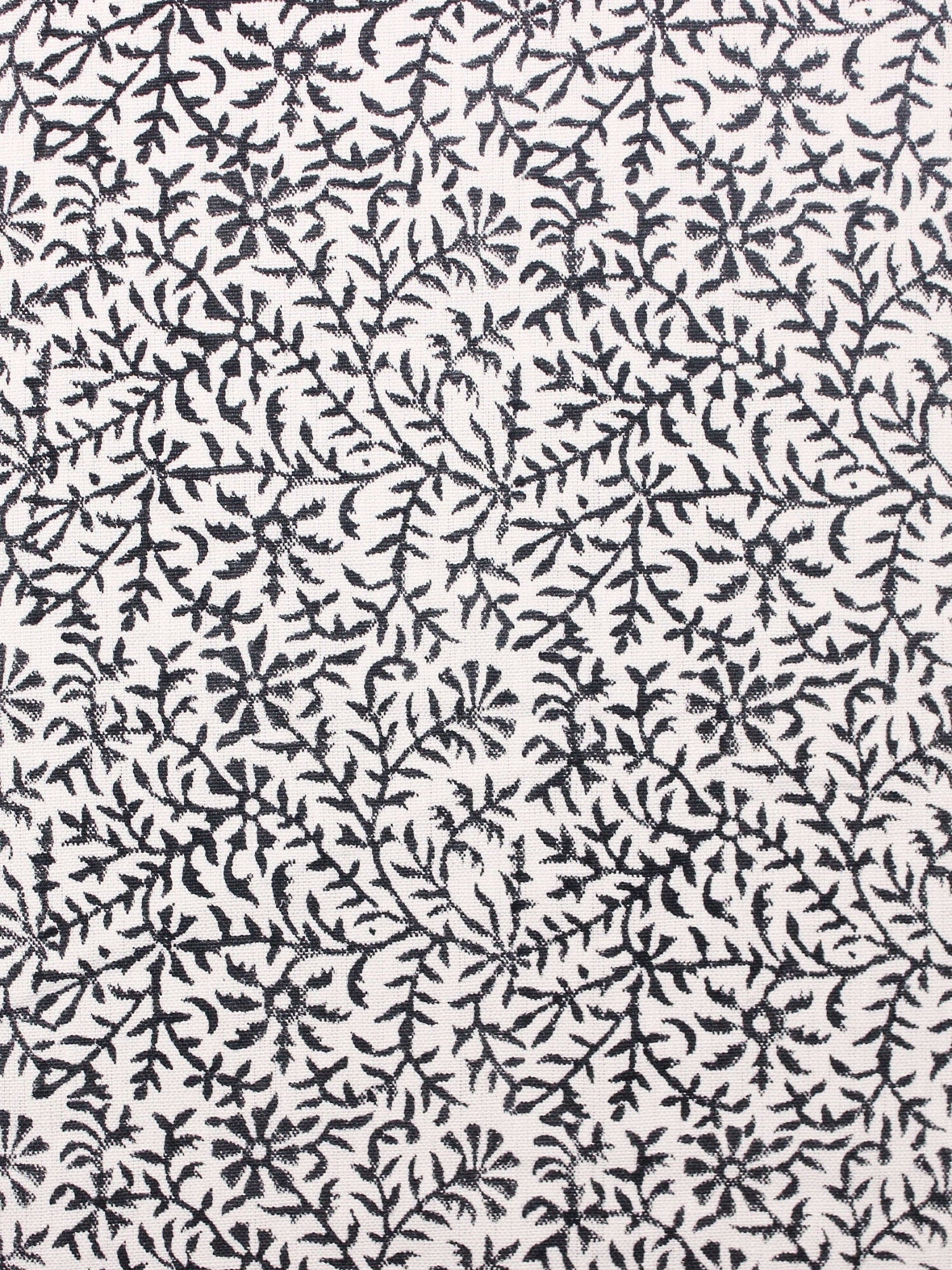 Junglee Ghass  Block Print Fabric Black & White, Indian Fabric Linen Fabric, Block Printed Pillow Covers, Leaf Floral Upholstery Fabric