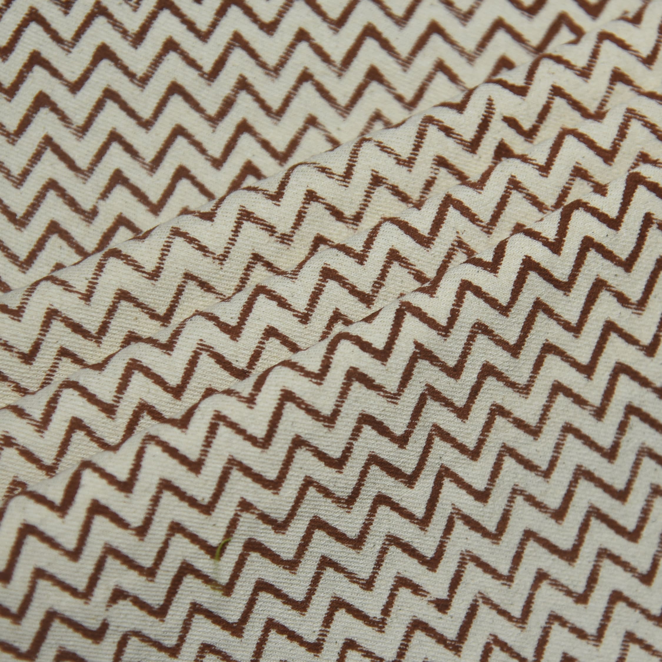 Block Print Linen Fabric, Shockwave  Home Decor Fabric  Rust Color Zigzag Pattern Block Print Fabric, Best For Upholstery, Cushion Cover, Sofa/Chair Cover