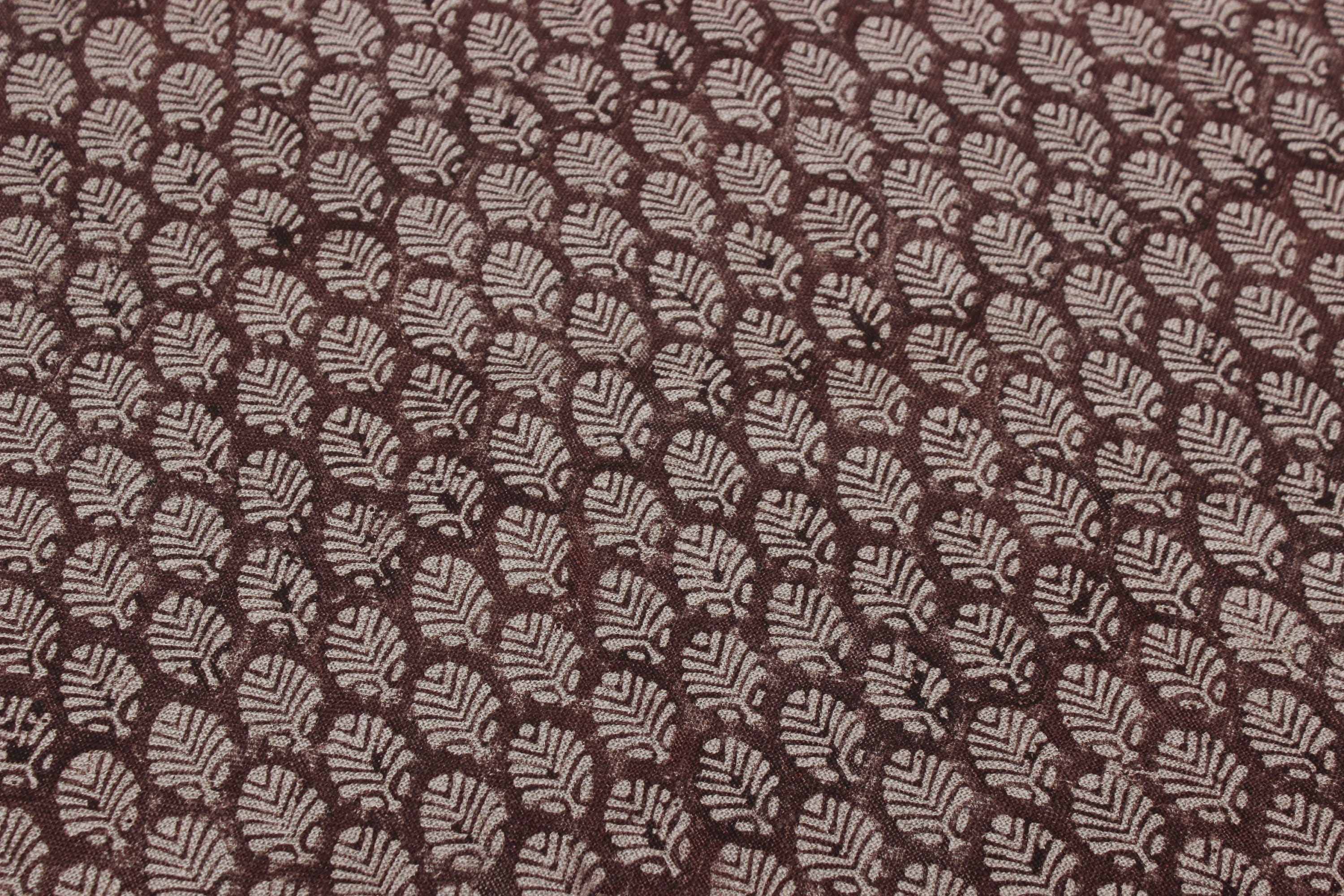 Block Print Linen Fabric, Sangmarmar Jaal  Traditional Block Print Fabric, Brown Hand Printed Fabric, Linen Fabric, Indian Fabric, Cushion Pillow Fabric