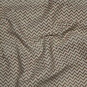 Block Print Linen Fabric, Shockwave  Home Decor Fabric  Rust Color Zigzag Pattern Block Print Fabric, Best For Upholstery, Cushion Cover, Sofa/Chair Cover