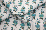 Block Print Linen Fabric, Turquoise And Skyblue Block Print Fabric Linen  Upholstery, Craft Fabric, Indian Fabric, Printed Linen, Fabric By The Yard, Cushion/Shams