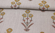 Amitabh Flower  Block Print Linen Fabric  Printed Linen Fabric By Fabritual  Floral Linen Fabric Block Print Fabric Upholstery Fabric