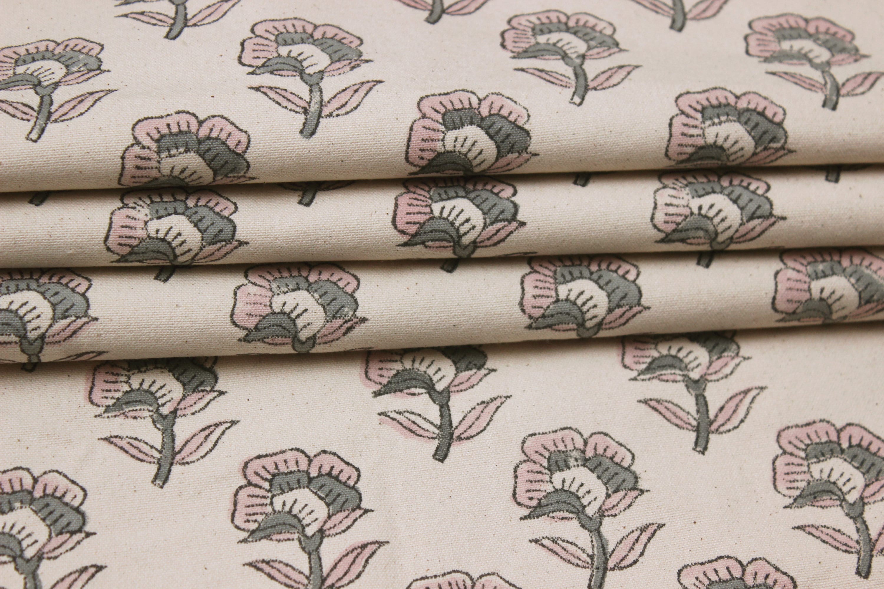 Block Print Linen Fabric, R0Hini  Printed Fabric Floral Print, Block Print Fabric, Indian Fabric By The Yard Upholstery Fabric, Decorative Cushion Cover Fabric