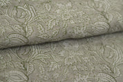 Block Print Linen Fabric, Manikarnika Harit  Natural Green Block Print Linen Fabric  Handmade Indian Handblock Art  Linen & Cotton For Home And Interior Decors