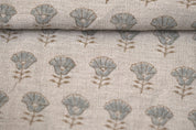 Block Print Linen Fabric, Kohinoor   Block Print Floral Linen Fabric, Modern Home Decor, Pillow Cushion Fabric, Upholster, Sewing Fabric
