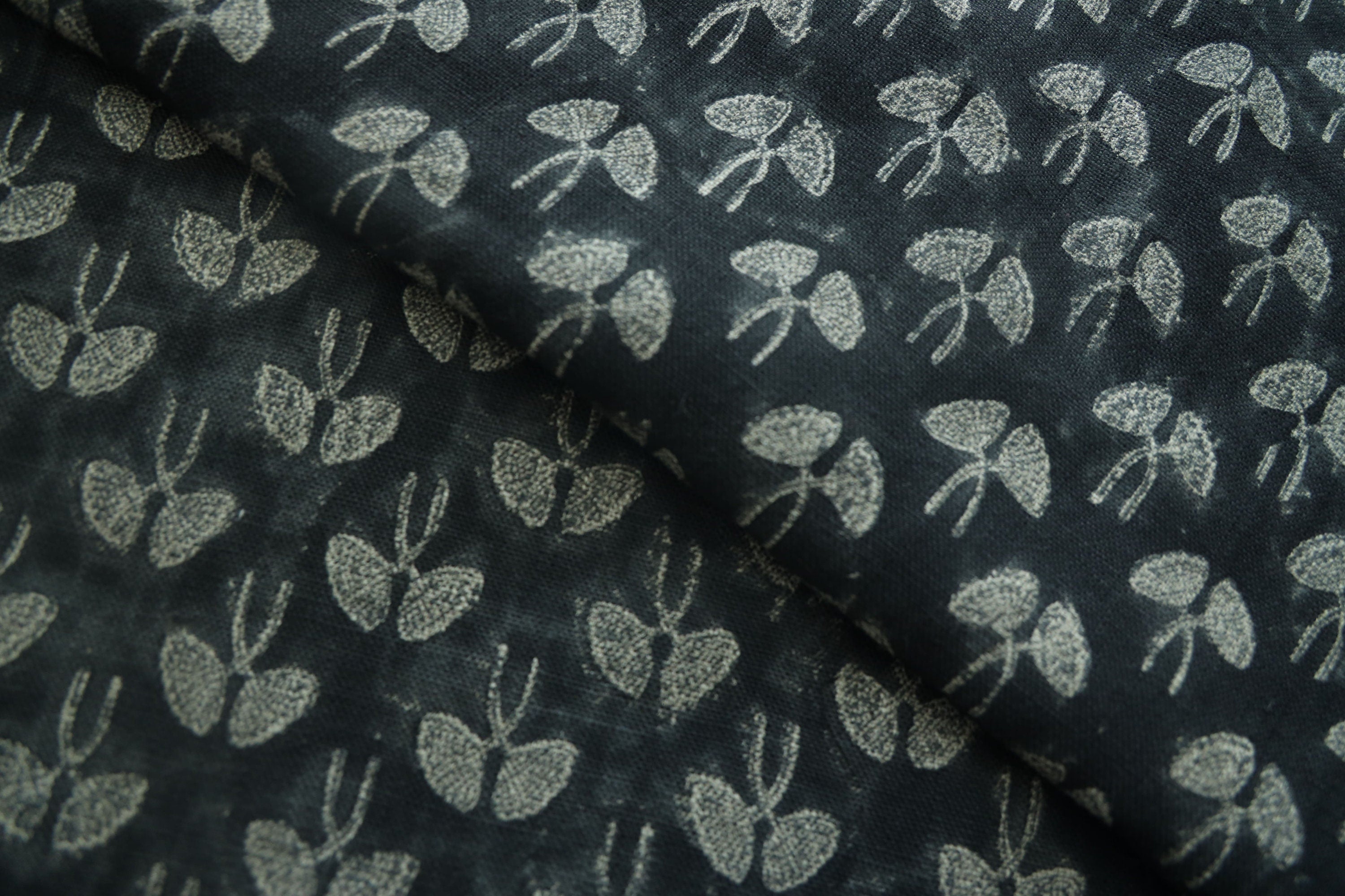 Block Print Linen Fabric, Mushroom Buta  Indian Textile Handblock Print Fabric 58"W Natural Linen Thick  Handloom Linen  Heavy Natural Linen  Indian Block Print