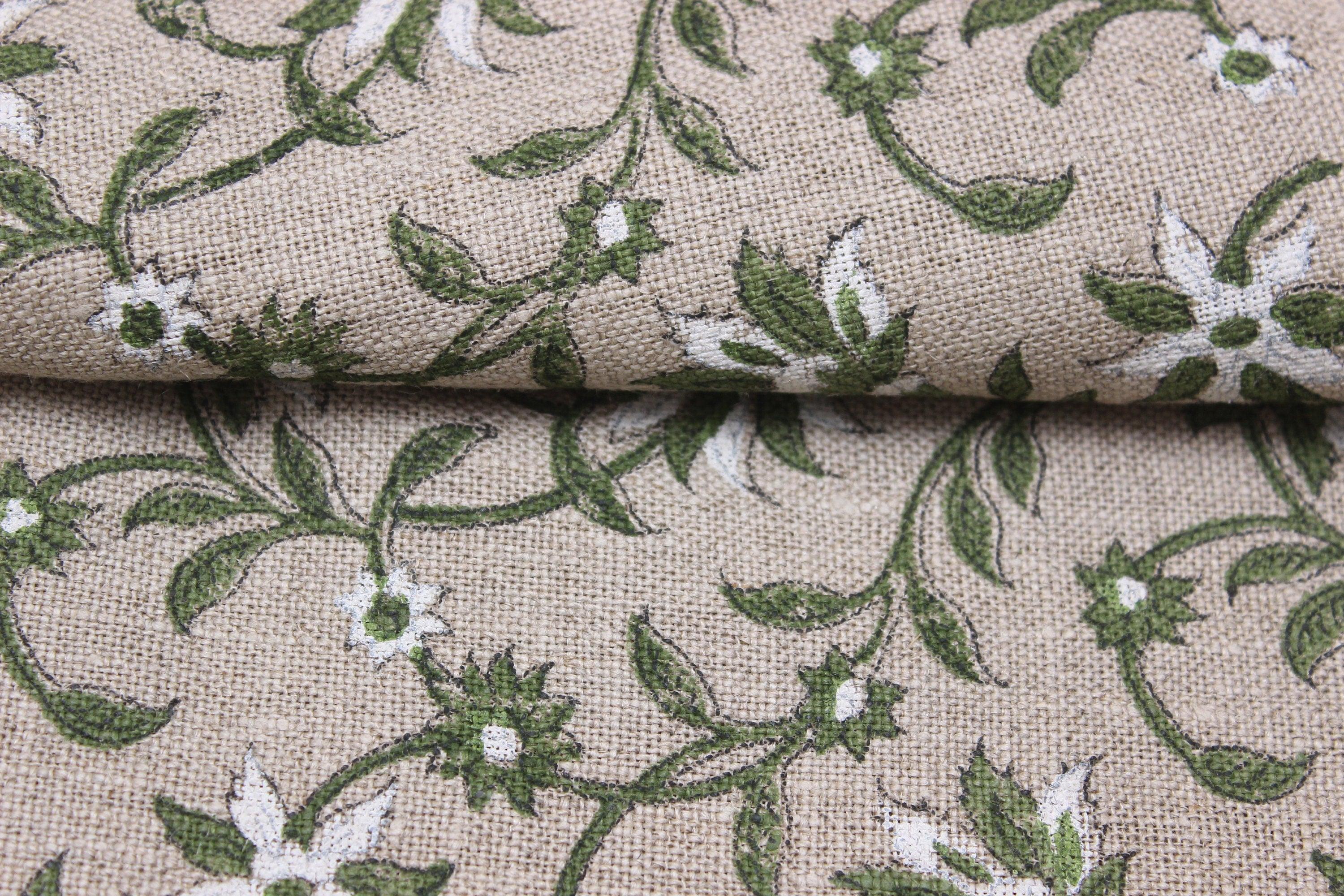 Aradhana   Thick Linen Fabric  Most Popular Block Print Fabric In Summers  Best For Upholstery, Cushion Cover, Sofa/Chair Cover