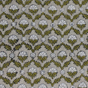 Block Print Linen Fabric, Madhuvan  Green Fabric, Floral Block Print, Best For Cushion Cover Fabric, Pillow Cover Fabric, Green Upholstery, Green Pillow, Home Decor