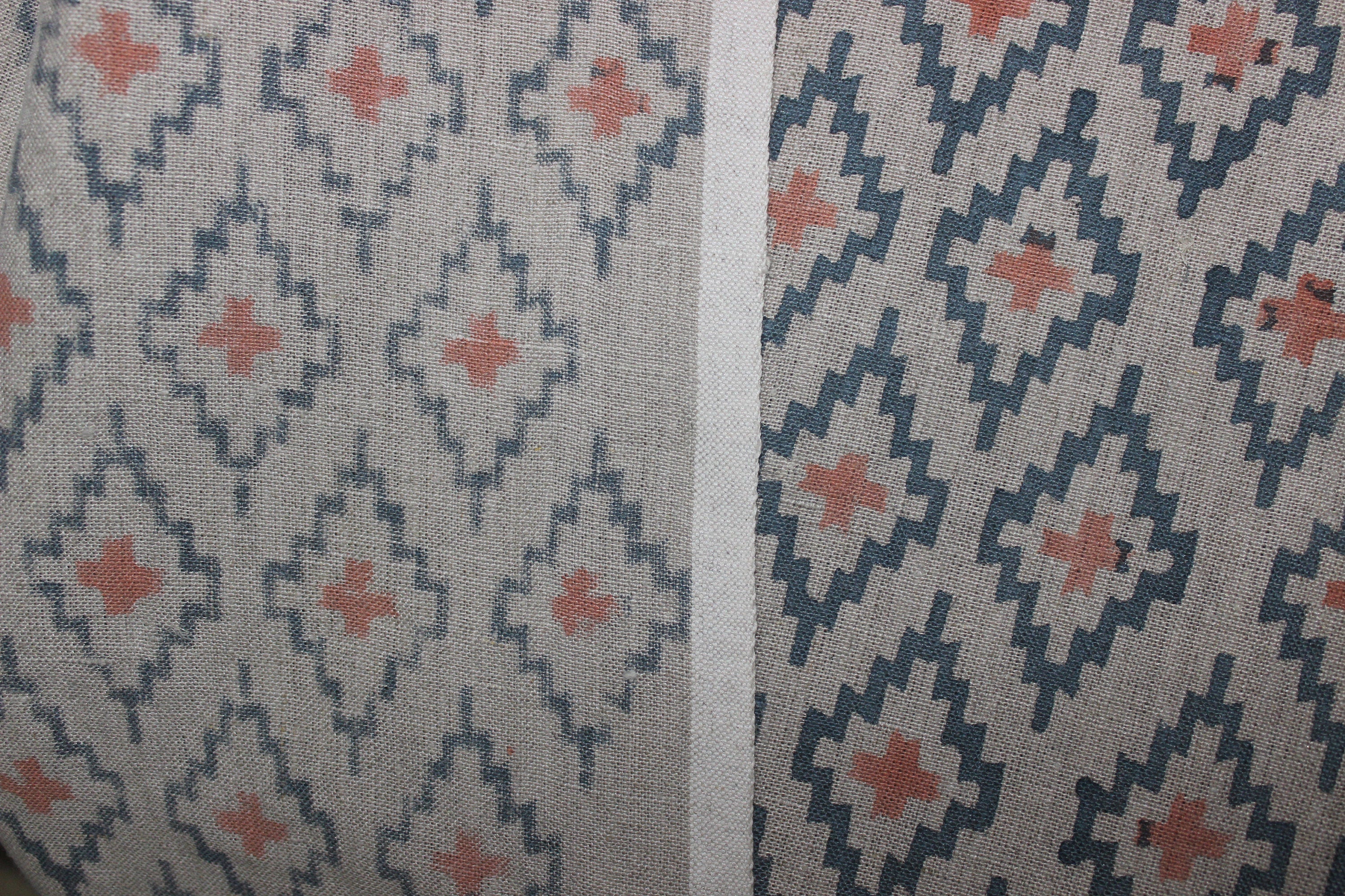 Ikat  Block Print On Linen Fabric  Hand Blocked Printed Indian Fabric By The Yard