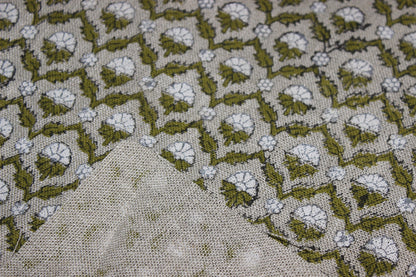 MADHUVAN | Green fabric, Floral Block Print, best for cushion cover fabric, Pillow cover fabric, Green upholstery, Green Pillow, Home decor