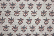 Block Print Linen Fabric, Saapt Patti  Block Print Handloom Linen Fabric Heavy Linen Gray Flower Upholstery Fabric, Pillow Cover Fabric, Curtain Linen By The Yard