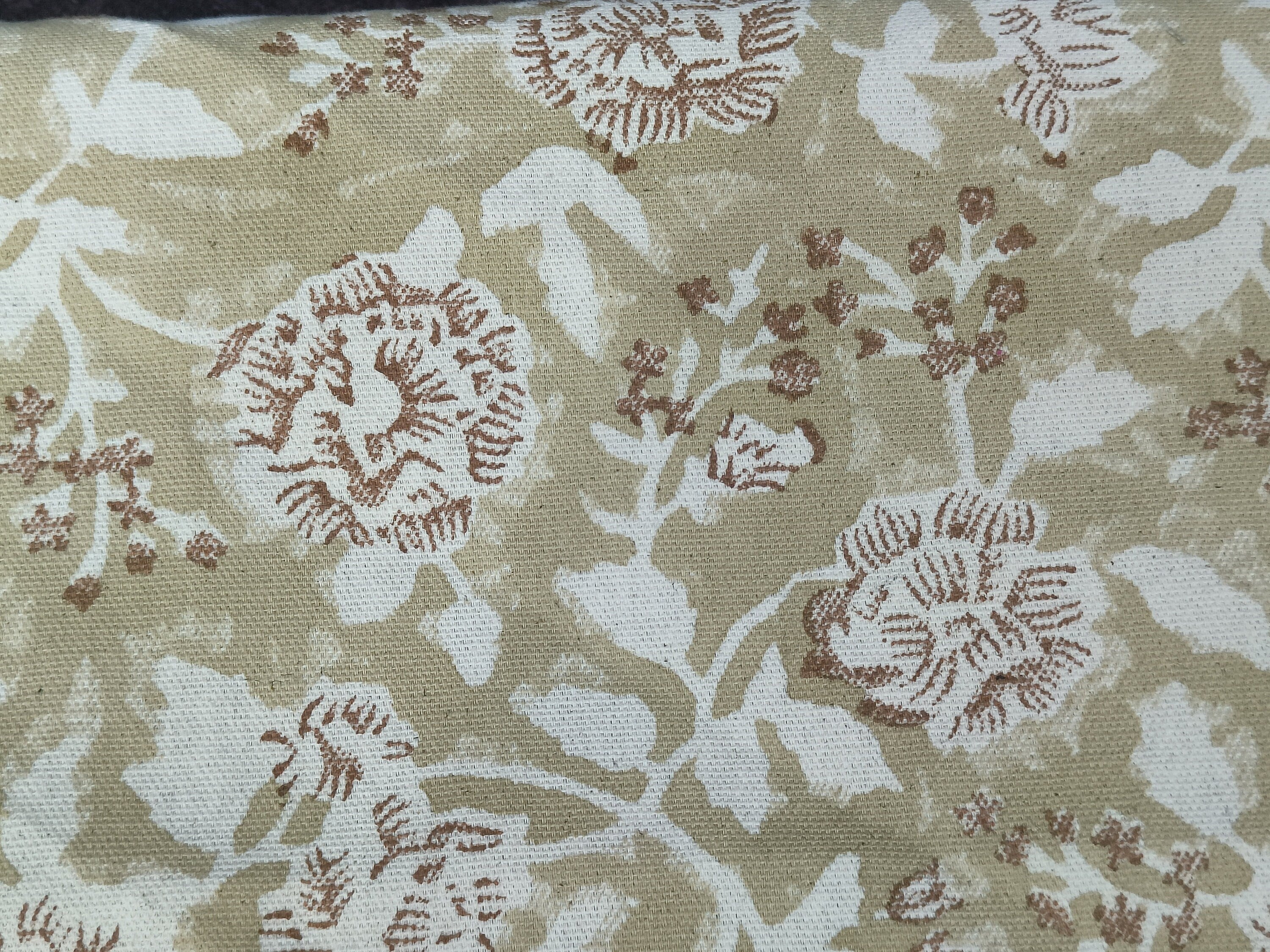 Brown Floral Hand Block Print Fabric  Running Fabrics By The Yard 