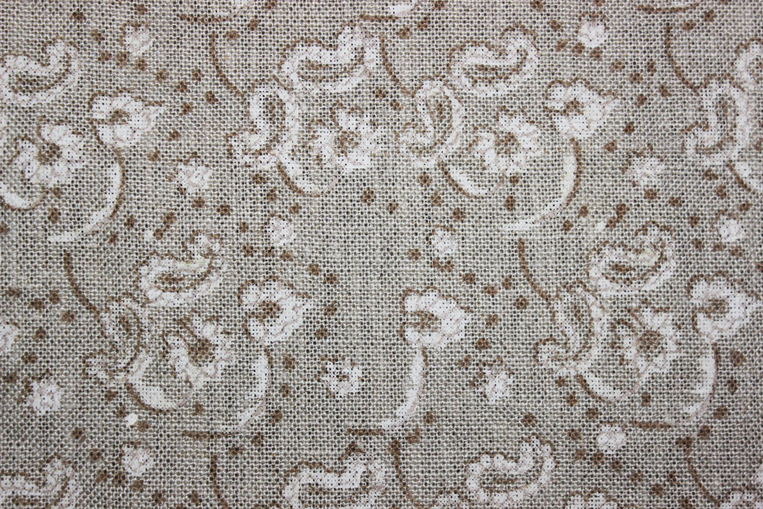 Jonk  Floral Block Print Fabric, Neutral Earthy Color Hand Block Art On Linen Fabrics, Indian Fabric, Home Decors Fabric