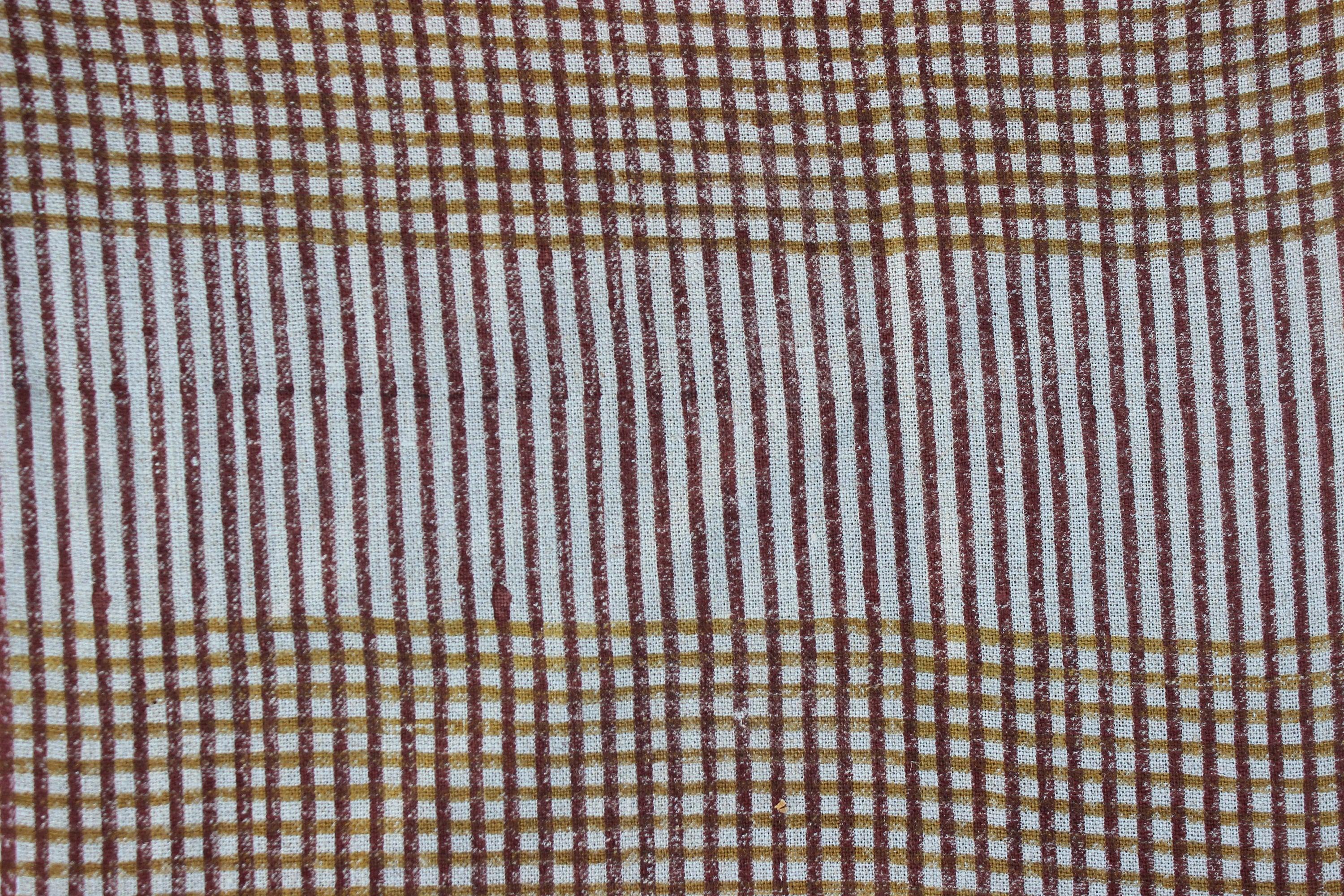 Amayra Mustard  Block Print Check Fabric,Heavy Linen Fabric, Wide Fabric By The Yard, Fabric Make Cushion Covers,Curtains,Tablecloth 
