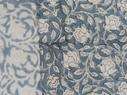 Amritvela  Blockprint Mini Floral Handstamped, Indian Linen Fabric, India Hand Block Print Fabric, Pillow, Cushion, Upholstery