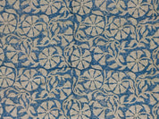 Block Print Linen Fabric, Rudraksha Skyblue  Block Print Fabric, Linen Fabric By The Yard, Flower Printed Fabric For Pillow Cover Making, Upholstery Linen Fabric