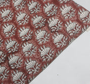 Block Print Linen Fabric, Ulta Umbrella  Block Print Thick Linen Fabric  Reddish Brown Floral Print Upholstery Fabric, Pillow Cover Fabric, Linen By The Yard