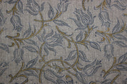 Kamaldatta  Indian Floral Hand Block Printed 100% Linen Cloth, Fabric By The Yard, Fabric For Curtains Pillows Upholstery Fabric