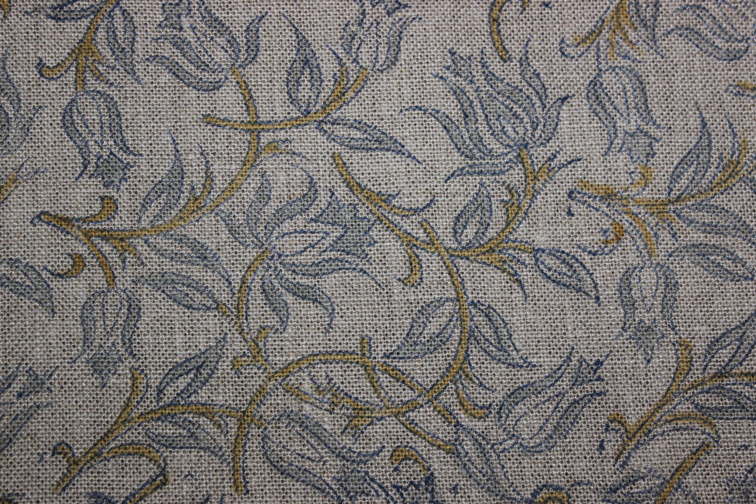 Kamaldatta  Indian Floral Hand Block Printed 100% Linen Cloth, Fabric By The Yard, Fabric For Curtains Pillows Upholstery Fabric