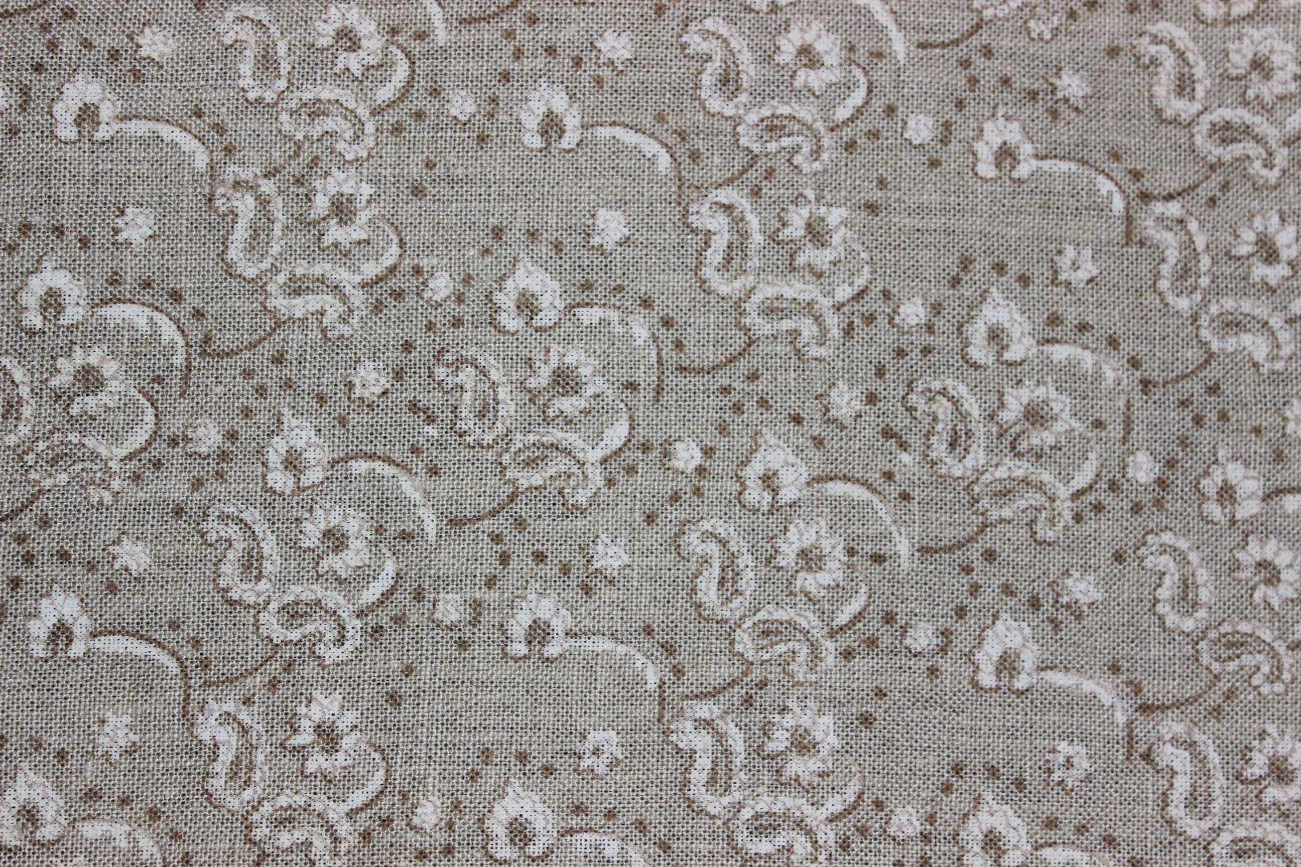 Jonk  Floral Block Print Fabric, Neutral Earthy Color Hand Block Art On Linen Fabrics, Indian Fabric, Home Decors Fabric