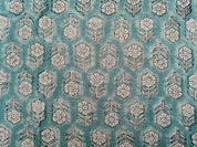 Block Print Linen Fabric, Tulsi Buti  Ocean Blue, Block Print Thick Linen Handloom Linen, Linen Fabric By The Yard, Best For Upholstery, Best Selling Cushion Cover,