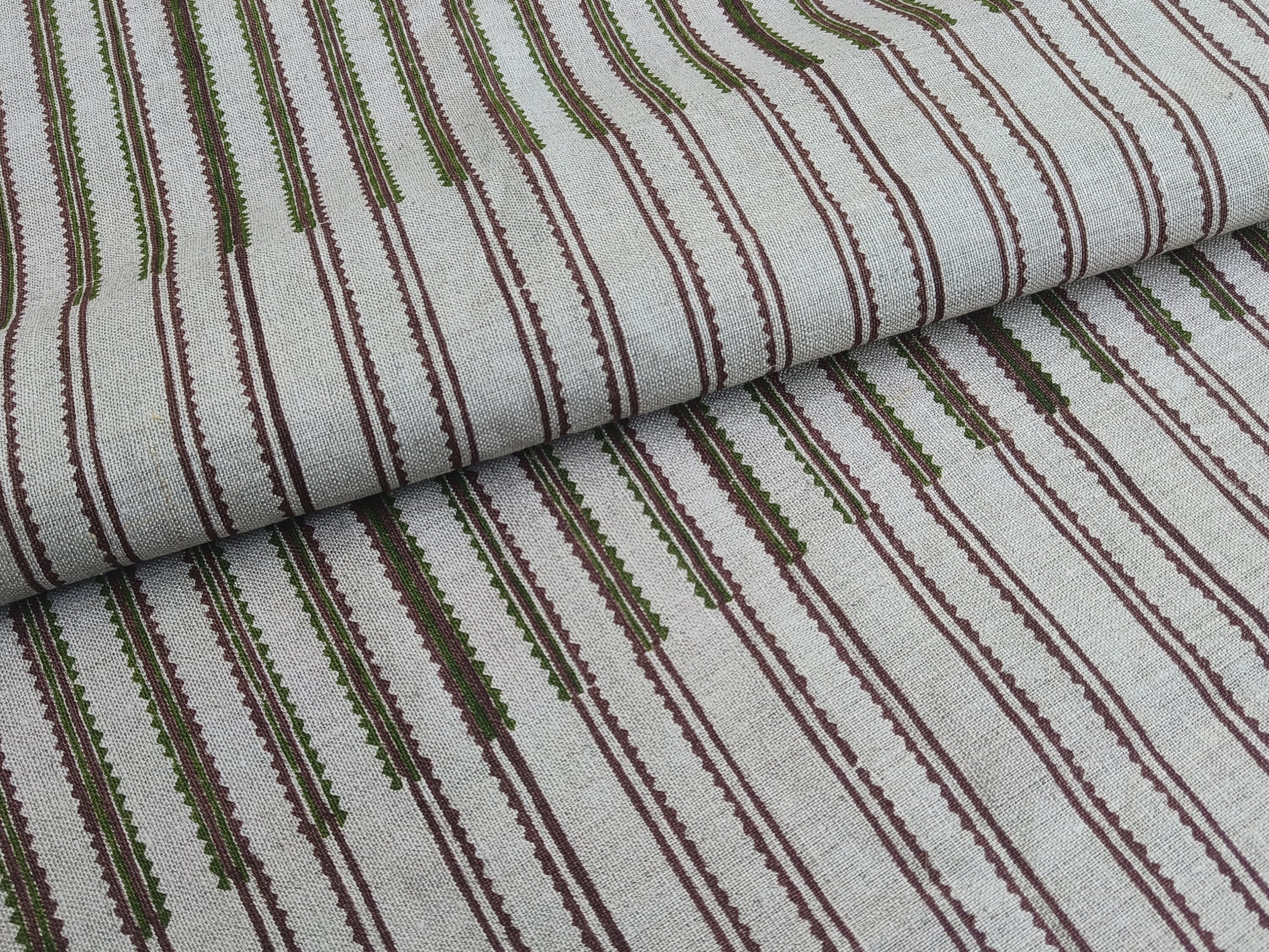 Block Print Linen Fabric, Line  Linen Stripe Fabric, Block Print Linen Handloom Fabric, Indian Block Fabric,